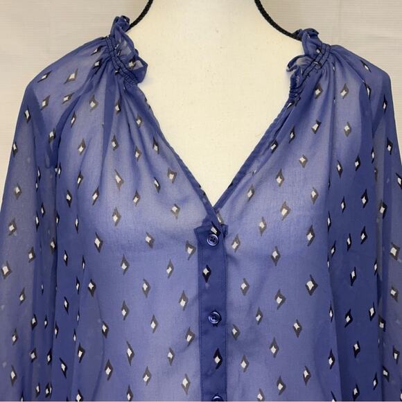 PRICED TO SELL!! French Connection Blue Sheer Blouse, Size S - Picture 2 of 15